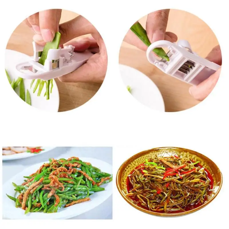 

French Style Green Bean Vegetable Runner Slicer Cutter Steel Peeler Remover Stringer Tools Kitchen Handle Plastic F3L9