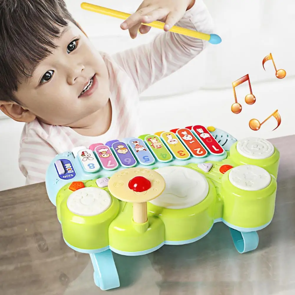

Musical Toy Cute Cartoon Pattern Hand-eye Coordination Fall Resistant Baby Electronic Piano Drums Musical Toy for Gift