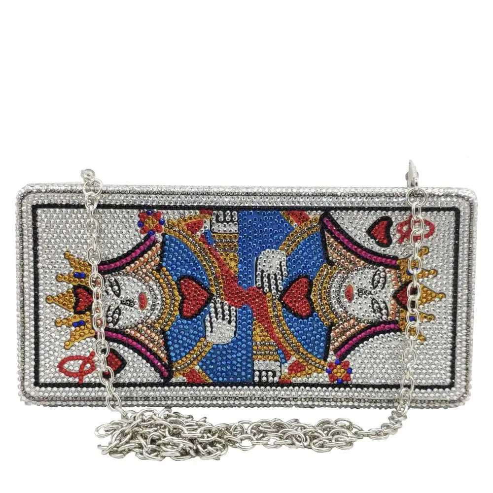 Boutique De FGG Новинка Покер королева женские вечерние сумки с кристаллами коробочка