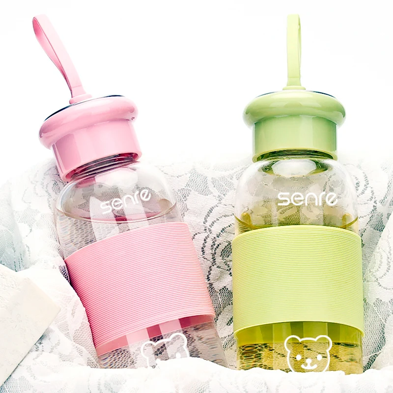 

Glass Portable Korean Water Bottles Simple Student Creative Personality Crystal Water Bottle Thick Thermos Travel Pot FF70P