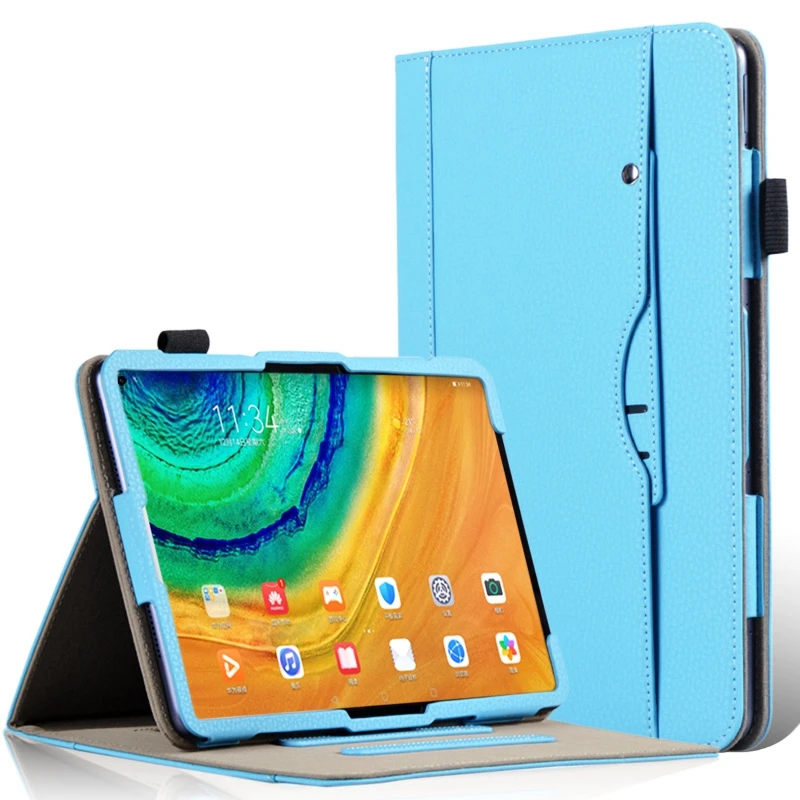 

Ajustable Stand PU Business Book Flip Cover Case for Huawei MatePad Pro 10.8 2019 MRX-W09 W19 AL09 AL19 Tablet Hand Strap