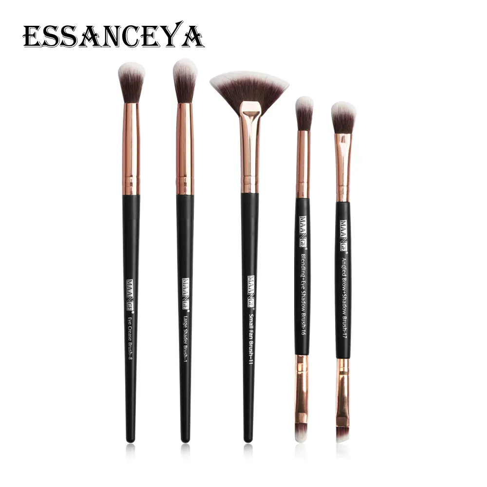 5pcs black gold ESSANCEYA Профессиональный набор кистей для макияжа 5/12 шт Тени для век Кисть для смешивания подводка для глаз для ресниц и бровей кисти инструменты для макияжа - Handle Color: 5pcs black gold