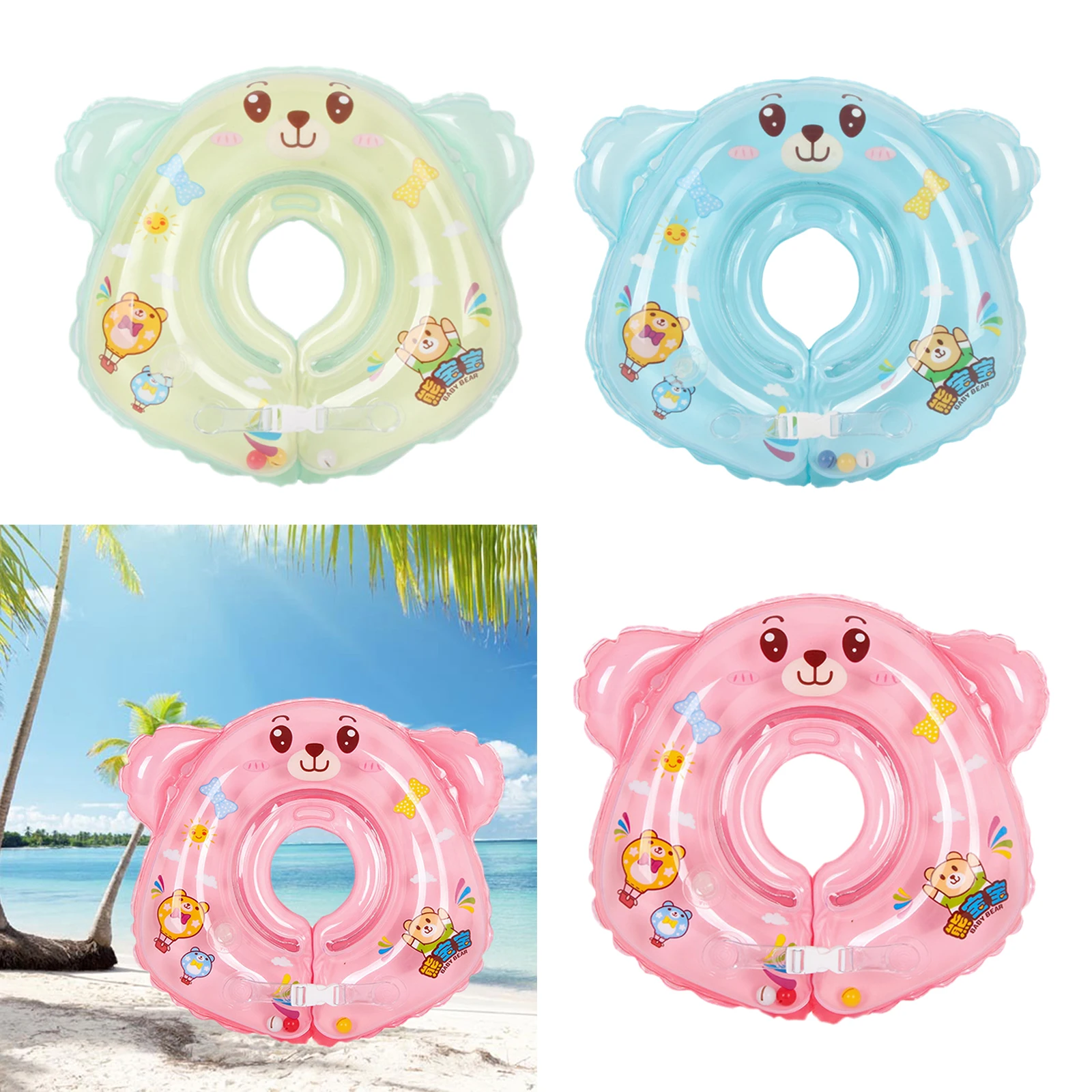 

Inflatable Baby Swim Floats In Neck Ring Trainer Bathtub Swimming Pool Toys for 6-36 Months Kids