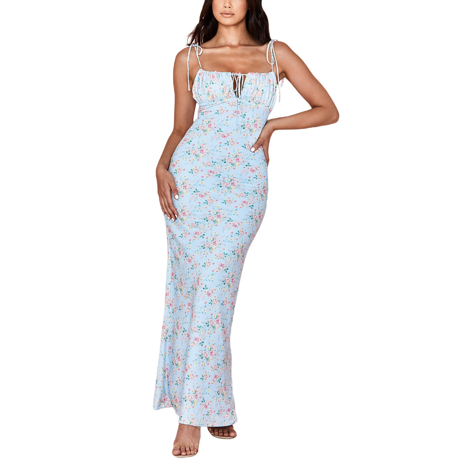 

Women Sexy Floral Lace-up Dress Fashion Sleeveless Backless Dress for Ladies Female