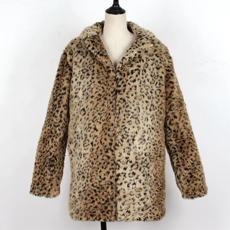 Леопардовое искусственное меховое пальто для женщин на осень и зиму плотное
