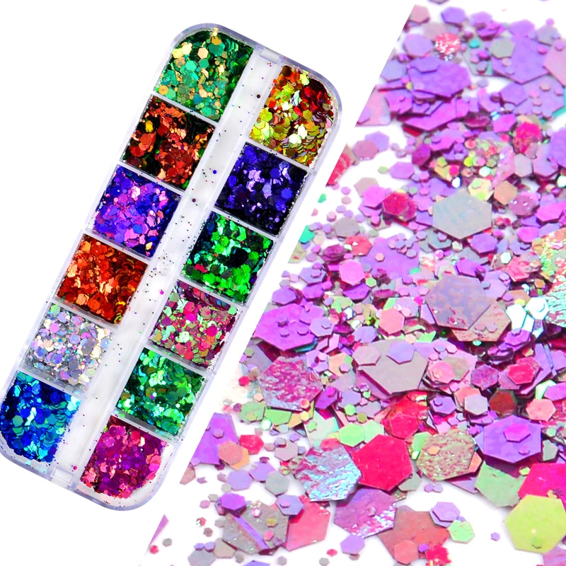 

3D Butterfly Round shape Slice Nail Sequins Flakes Holographic Iridescent Glitter Nail Art Decoration Colorful Manicure