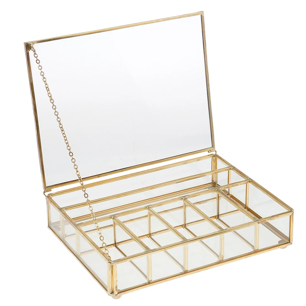 

Geometric Glass Grids Jewelry Box Tabletop Succulent Plants Container