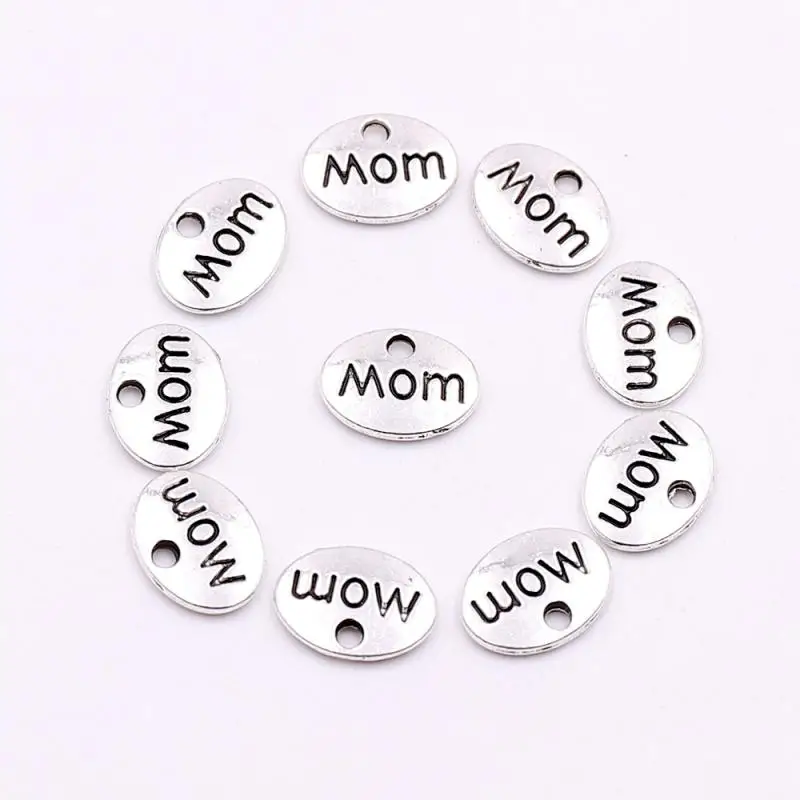 10/30 шт покрытые серебром Цвет Выгравированные мама подвески для