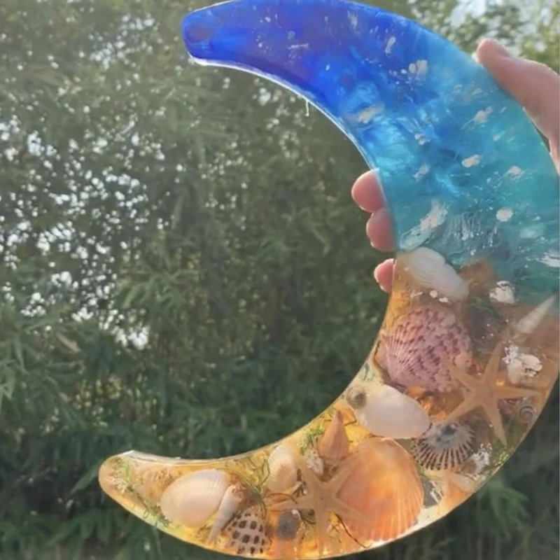 

Moon Shape Epoxy Resin Mold Ornaments Casting Silicone Mould DIY Crafts Home Decorations Making Tool