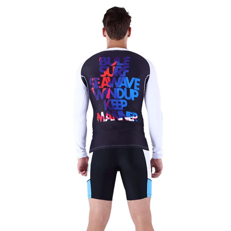 

2020 Fashion Men Rush Guards UPF 50+ Sun Protection Men's Swimwear Close-fitting Long Sleeve T-Shirt Rushguard NY010