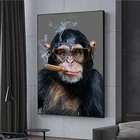 Абстрактная курительная обезьяна и горилла, холст, живопись, плакаты и принты, уличное искусство, животные, настенные картины для гостиной