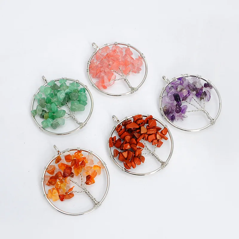 Модные 13 видов цветов радуги 7 Чакра Дерево жизни Подвески ожерелье s натуральный