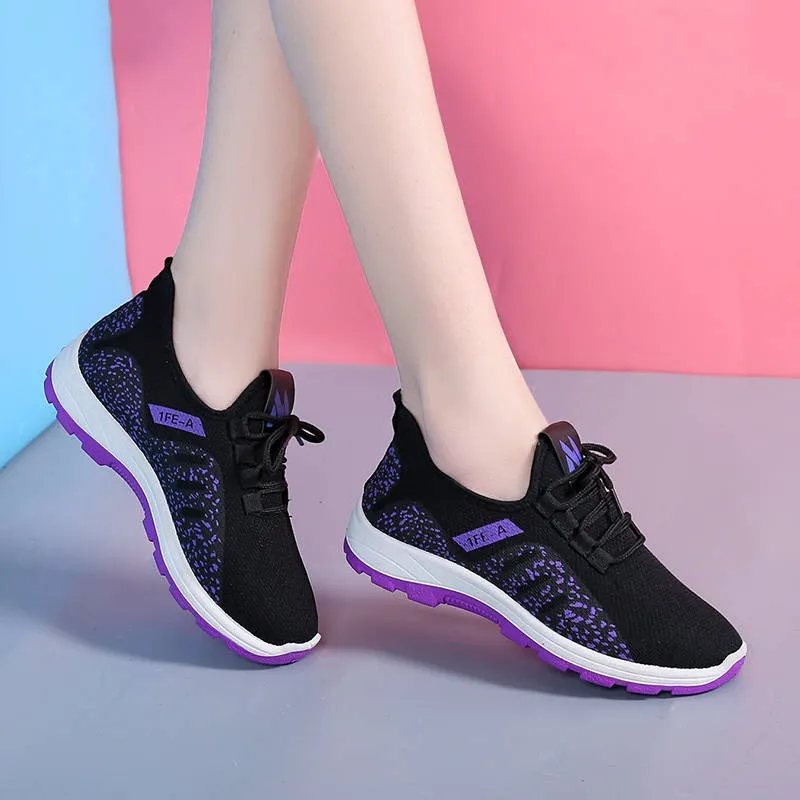 

Autumn Women Flat Shoes Breathable Sneakers Walking Stretch Casual Shoes Lace Up Mesh Female Sport Shoes Trainers Tenis Feminino