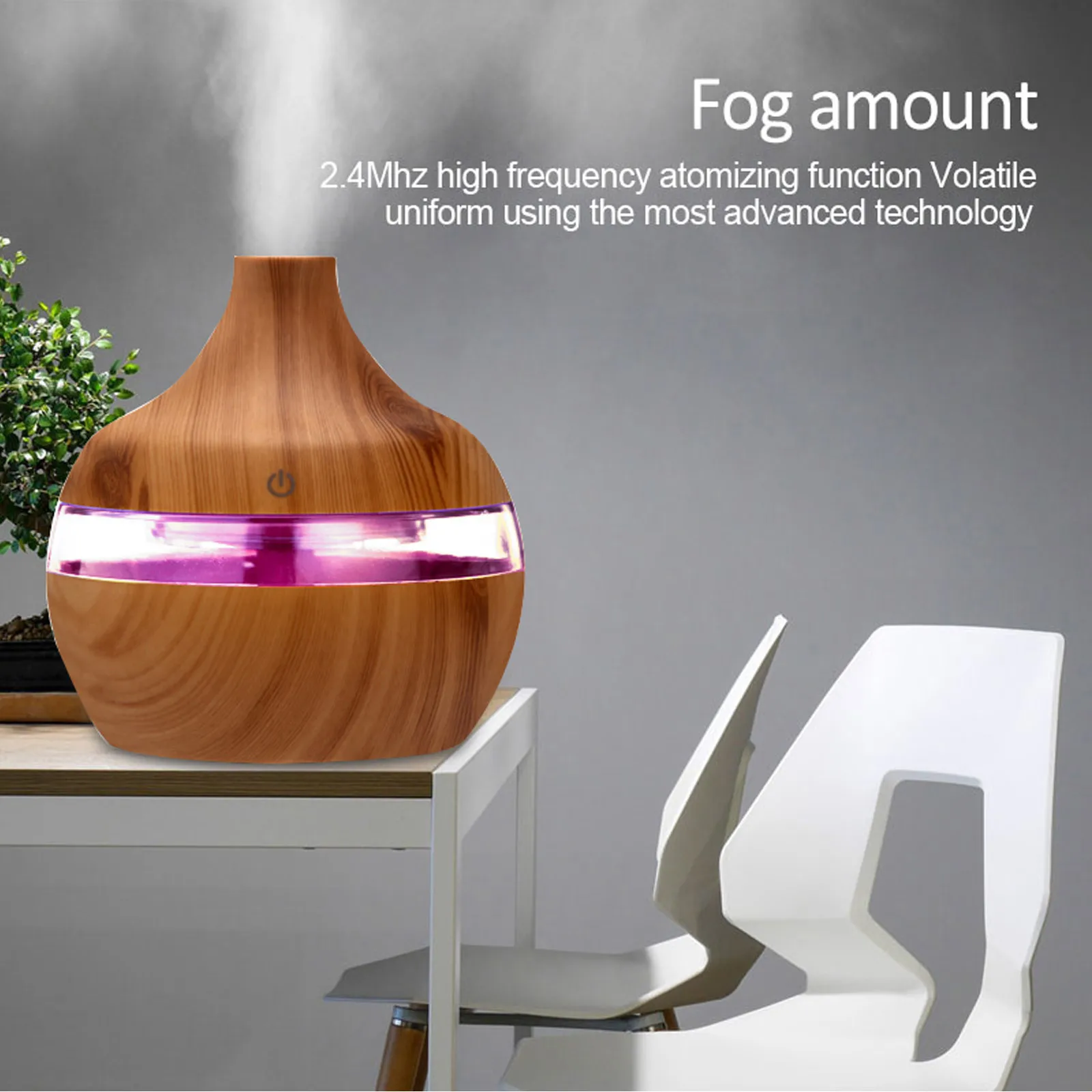 

300ml Humidifier Aroma Essential Oil Diffuser Ultrasonic Wood Grain Air Humidifier Usb Mini Mist Maker 7 Led Light Car Home #695