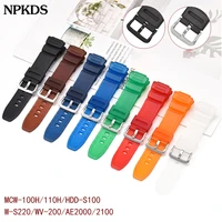 driving sport watch accessories 16mm rubber watchband for casio mcw 100h w s220 hdd s100 waterproof strap replacement