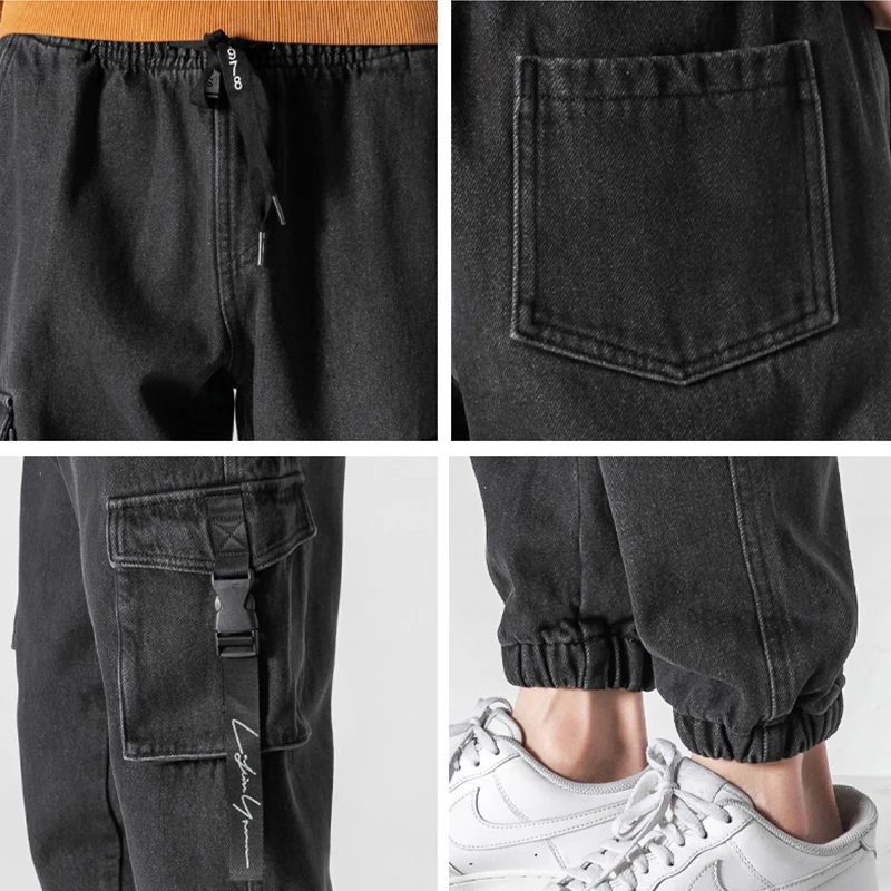 

2021 Spring Autumn New Men Cargo Jeans Men Cotton Casual Fashion High Quality Cargo Pocket Plus Size Jeans Men Pants M-8XL