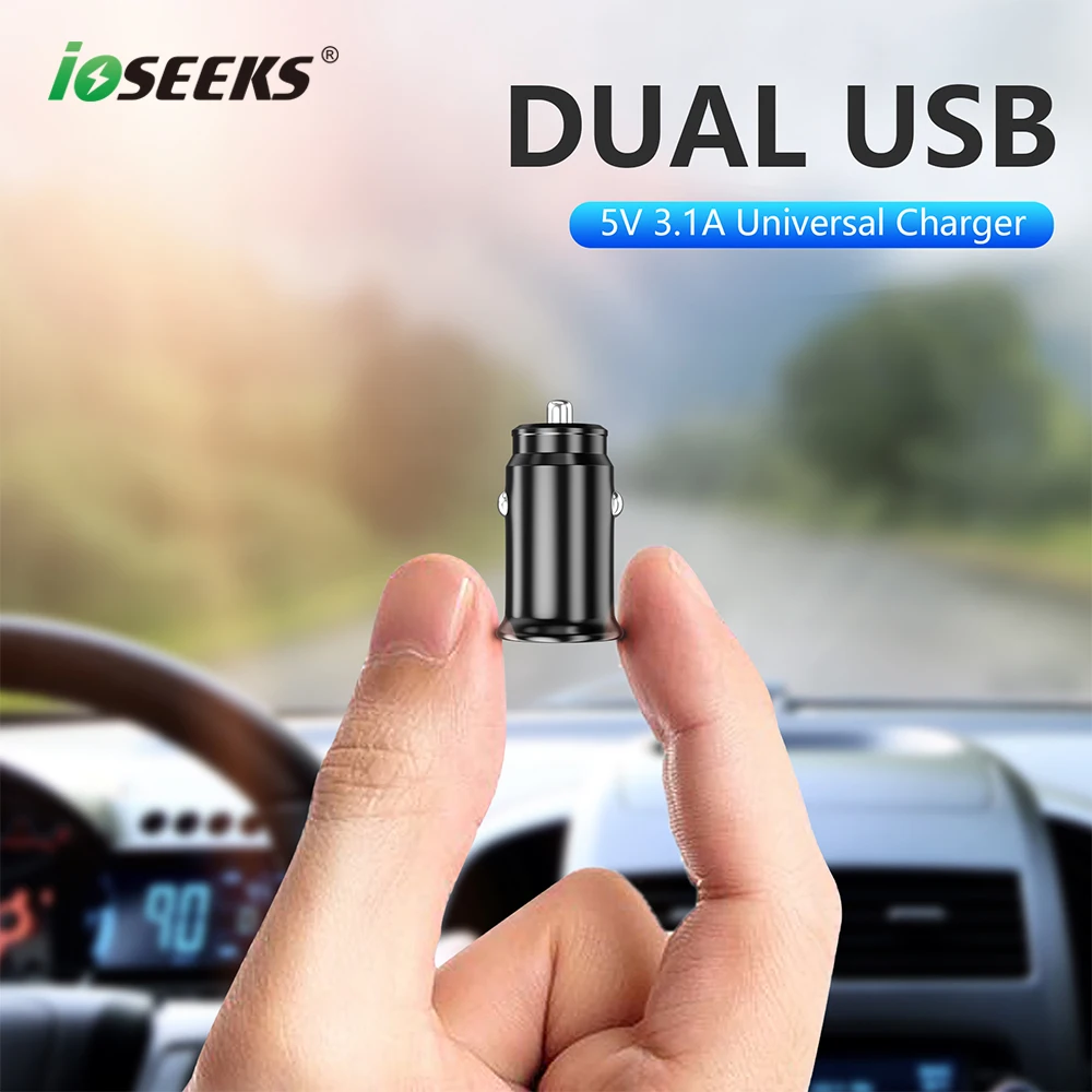 Ioseaks мини USB Автомобильное зарядное устройство 3.1A быстрое для мобильного