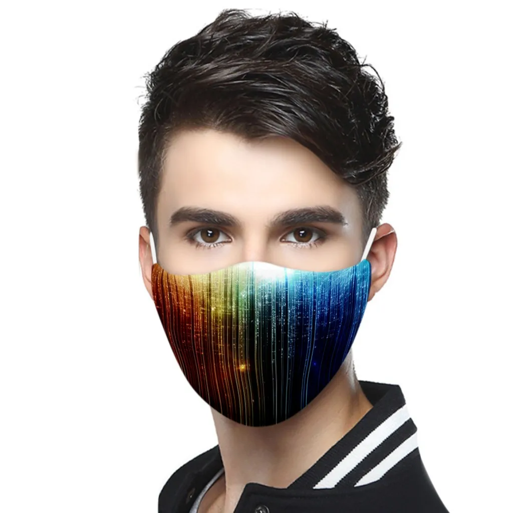 Взрослая модная шикарная 3D печать маска для лица моющаяся и многоразовая дышащая