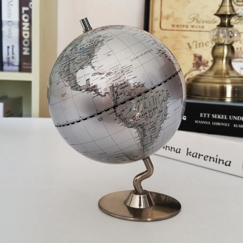 

14cm World Globe Decoration Mapa Earth Globe Vintage Ornaments Metal World Globe Constellation Map Home Living Room Desk Decor