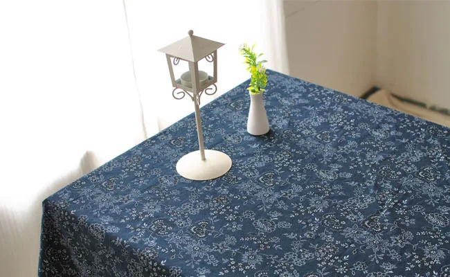 Tablecloth Cotton Linen Kitchen Tea Ceremony Spreading Japanese Blue Flower Cover Cloth Cafe Rectangular Outdoor Table Towel | Дом и сад
