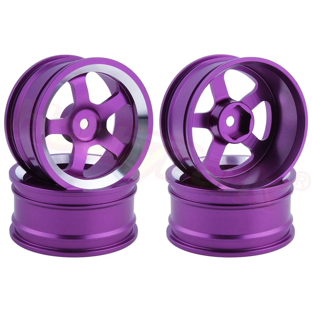 Purple 4 шт. колесные диски из алюминиевого сплава для RC 1:10 Drift On-Road модели гоночных автомобилей запчасти для обновления HSP Redcat HPI Himoto - Цвет: Purple