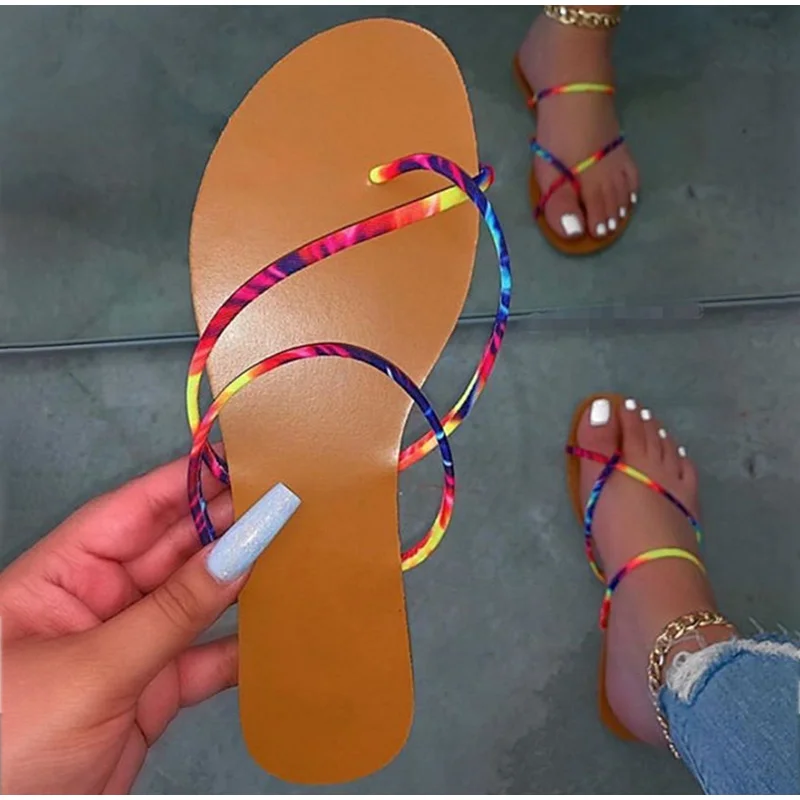 

2020 New Colorful Flat Slides Women Summer Shoes Narrow Band Slip On Non Slip Casual Fashion Ladies Slippers Female