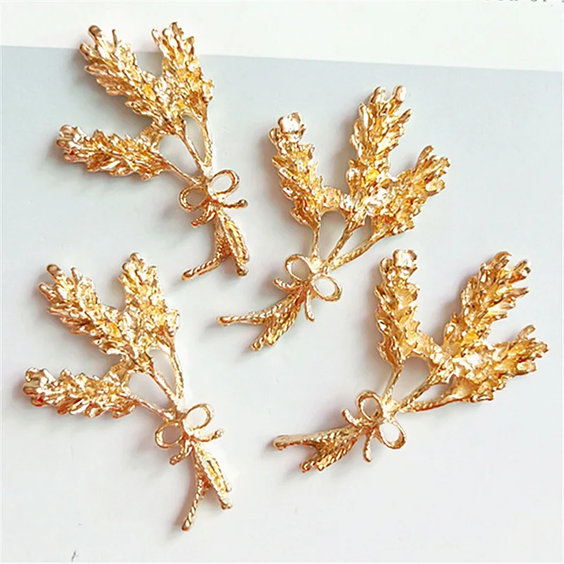 

5pcs/lot Alloy Metal Golden Wheat Ears Buttons Pendants Ornaments Jewelry Earrings Choker Hair DIY Jewelry Accessories Handmade