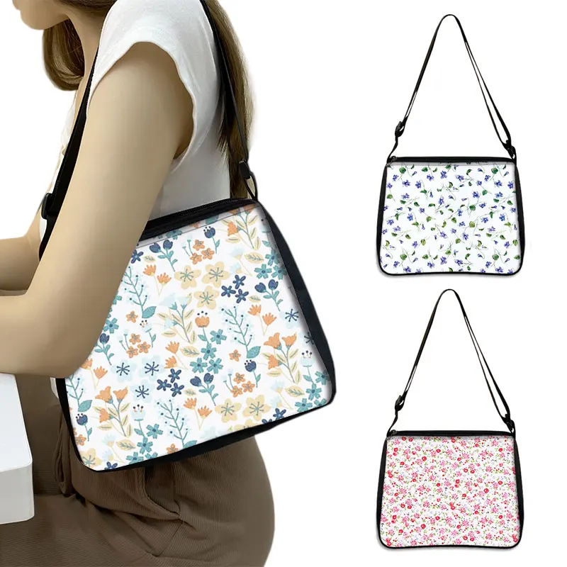 

Classic Canvas Flower Floral Handbag Women Casual Tote Design Chic Underarm Bags Fashion Underarm Bag Portable Shopping Bags