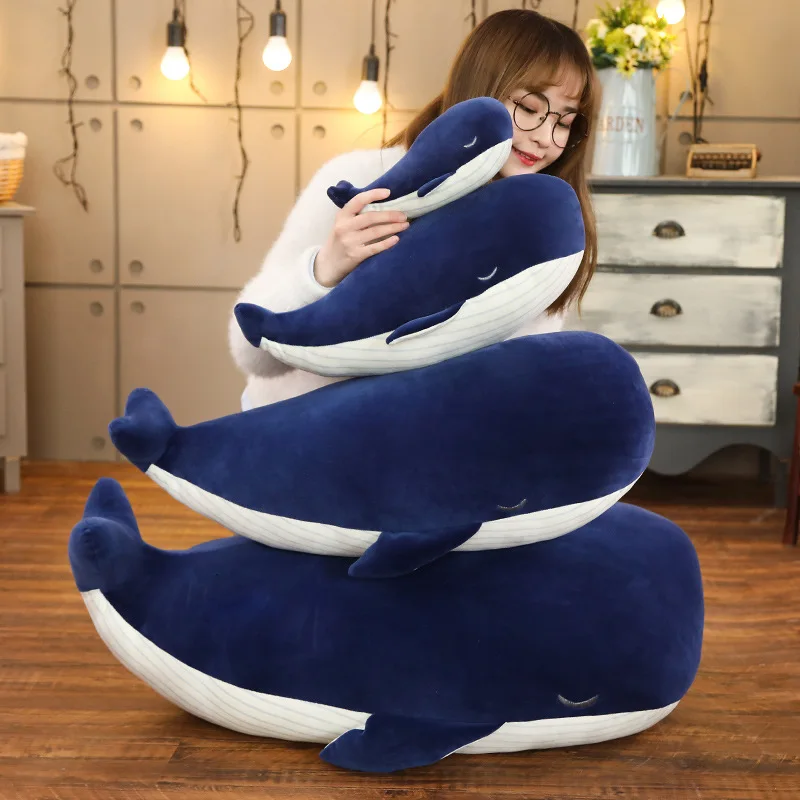 Down cotton soft body simulation big blue whale dolphin doll plush toy cushion pillow child female birthday gift | Игрушки и хобби