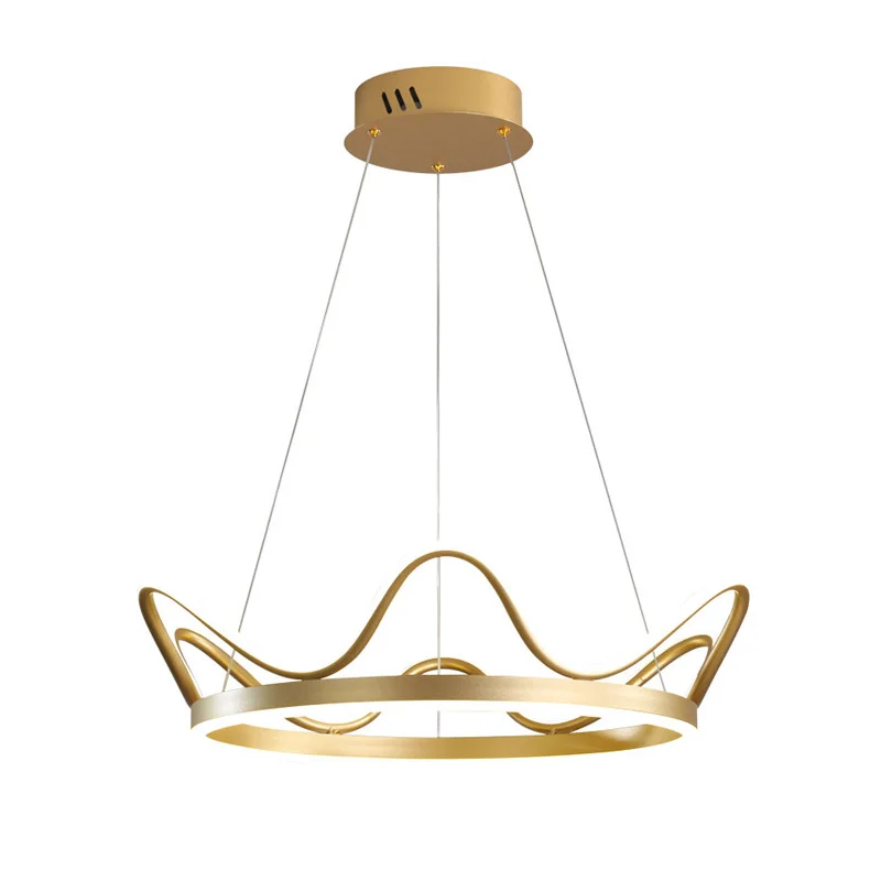 

Acrylic chandelier Nordic Simple Creative Bra Warm Luxury Crown light for Living Room BedroomLED 50W Pendant Light (Golden&Pink