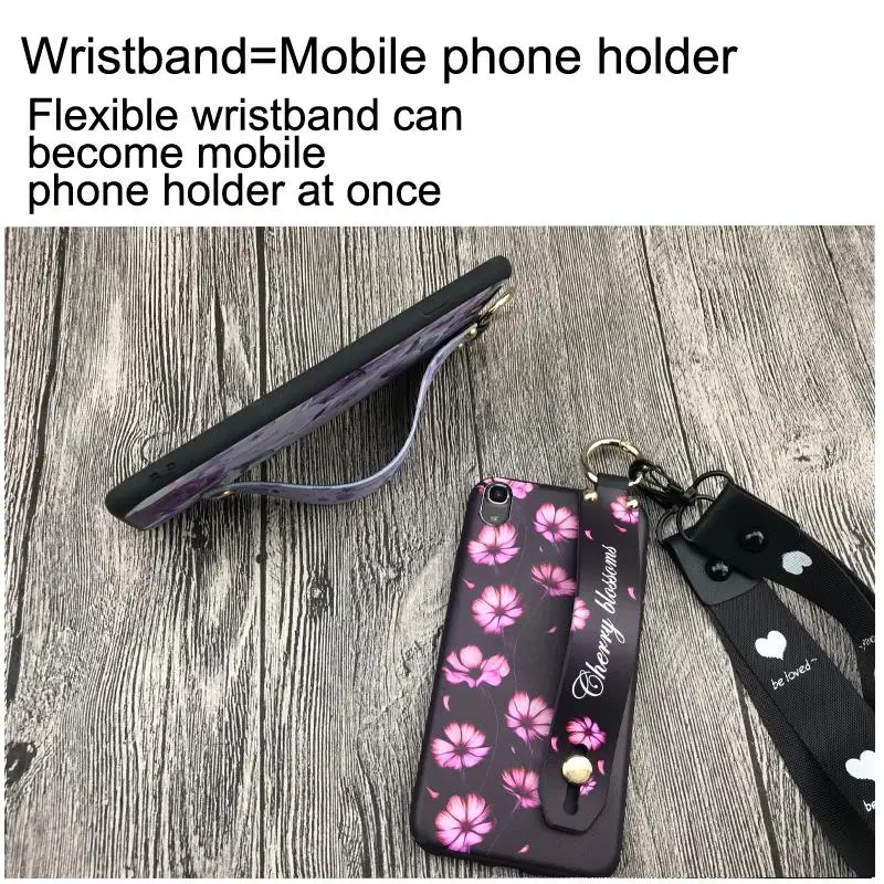 Lanyard Phone Case For Huawei Honor 4X Flower Series Delicate Painted TPU Silicone Cover Shockproof Holder | Мобильные телефоны и