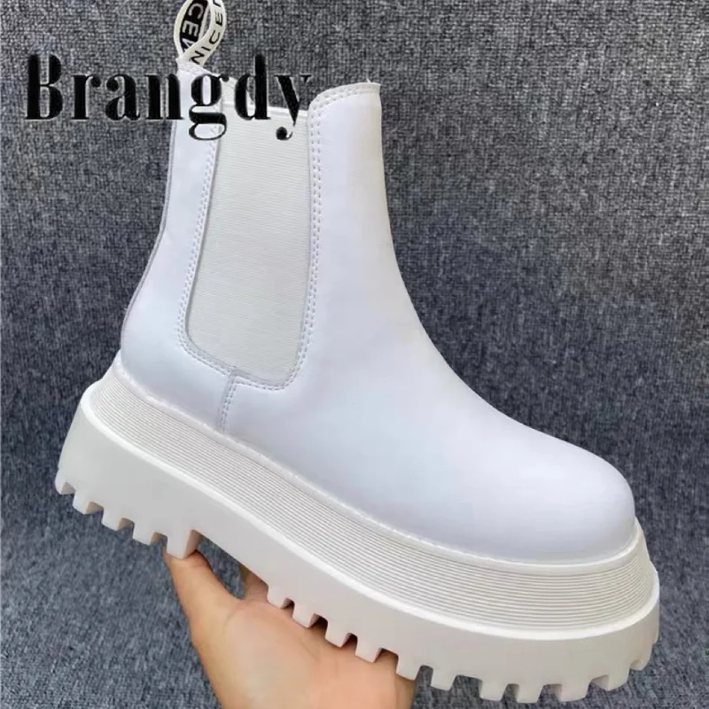 

Женские ботинки челси, новинка сезона осень-зима 2021, модные женские ботильоны, Ботинки Martin в стиле ретро, женская короткая массивная готичес...