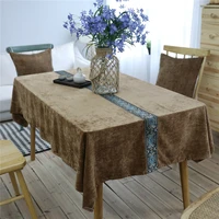 nordic classical embroidery tablecloth velvet christmas party table cloth cover home kitchen decor