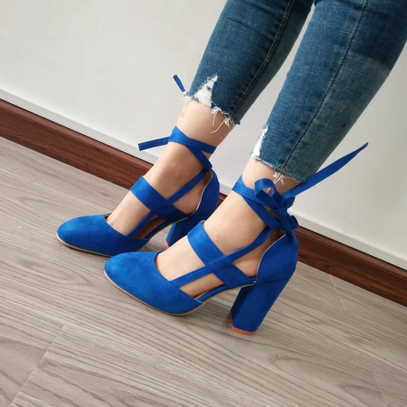 

Plus Size Summer Women Shoes Ankle Strap High Heels Gladiator Sandals Women Thick Heels Fashion Lady Party Wedding Pumps XKD3046