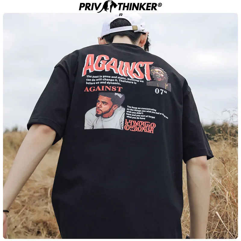 Мужская футболка с буквенным принтом Privathinker свободная в стиле Харадзюку