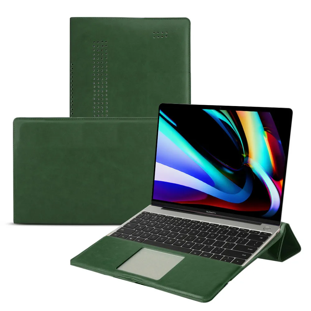 Green Чехол для ноутбука из искусственной кожи для MacBook Pro, 16 дюймов, защита для угла, ударопрочный чехол для планшета, чехол для MacBook Pro, чехол для ноутбука+ кронштейн - Цвет: Green