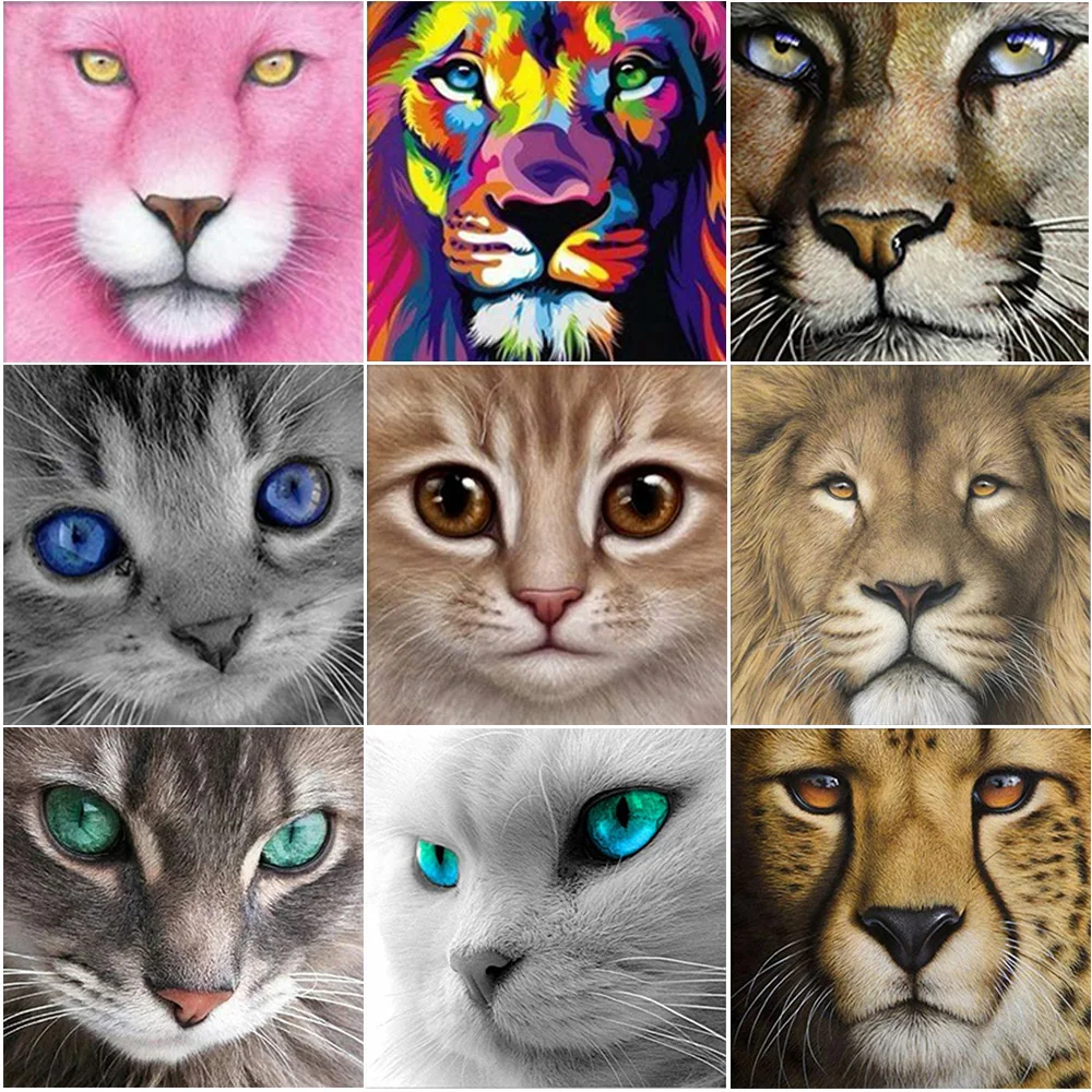 5D Diy картины Daimond вышивка крестом 3D Алмазная мозаика Кот Лев Тигровое лицо круглые