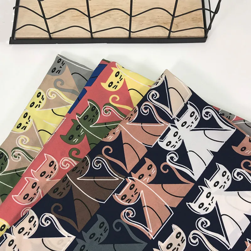 Кошка печати Tissu жемчуг шелк шифон фабричное кружево материалы для рукоделия