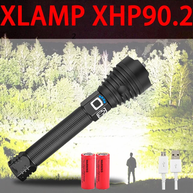 Bestellen 300000LM XHP 90,2 Mächtigsten Led Taschenlampe Usb Zoom Taktische Wasserdichte Taschenlampe 18650 26650 Akku Hand Licht