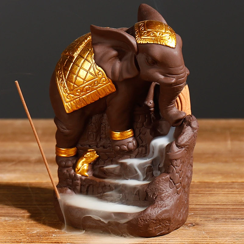 Новый керамический золотой слон подставка для благовоний ароматерапии печь