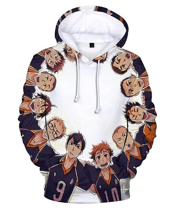 

Японское Аниме Haikyuu Cosplay Костюм Karasuno, школьный волейбольный клуб, 3D принт, женские/мужские толстовки, свитшоты, повседневный спортивный кост...
