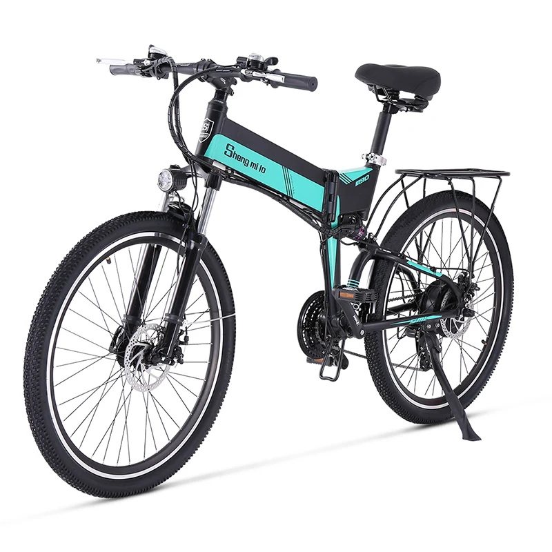 Складной электрический горный велосипед 350W Переменная скорость 21 Взрослый 48V15AH Двойная батарея Эбайк велосипед.