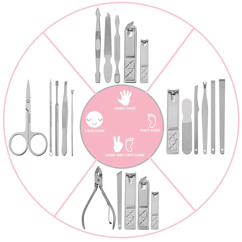 

Manicure Pedicure Set Stainless Steel Manicure Kit Nail Clipper Travel Nail Tool
