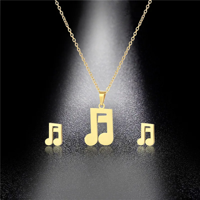 

Simple Stainless Steel Lucky Musical Symbol Love Heart Pendant Chain Necklace Wedding Gift Love You Mama Women Jewelry
