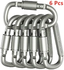 6 упаковок, фиксирующий карабин, пружинный алюминиевый d-образный кольцевой светильник, для отдыха на природе, организации, брелок, замок для ворот