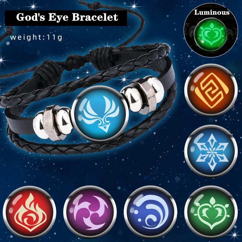 

Anime Jewelry Game Genshin Impact Cosplay Props Element Luminous Gems God's Eye Bracelet Project Accessories Halloween Kids Gift