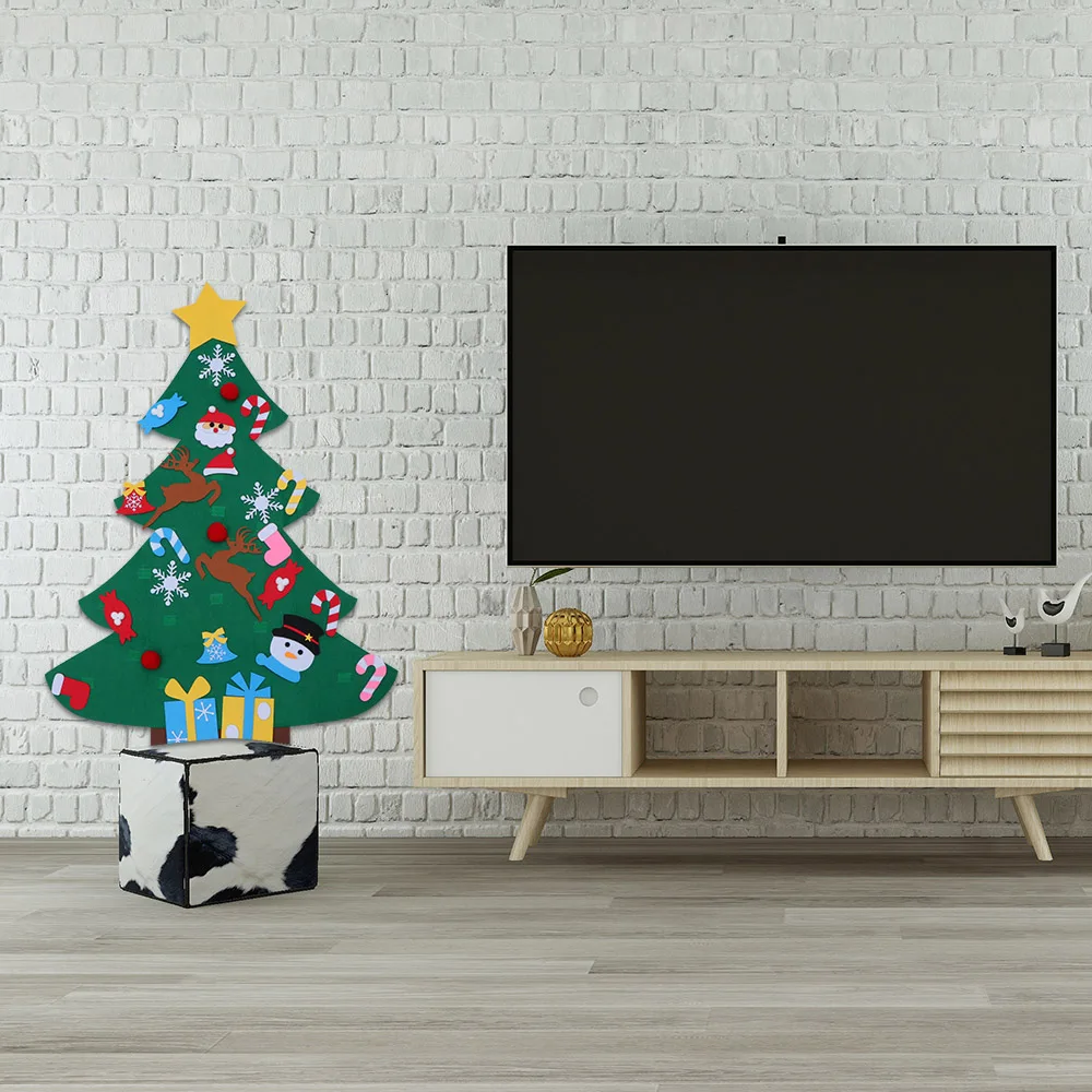 Дети DIY войлочная Рождественская елка с украшениями детские новогодние подарки для Рождества Дверной настенный праздничные украшения