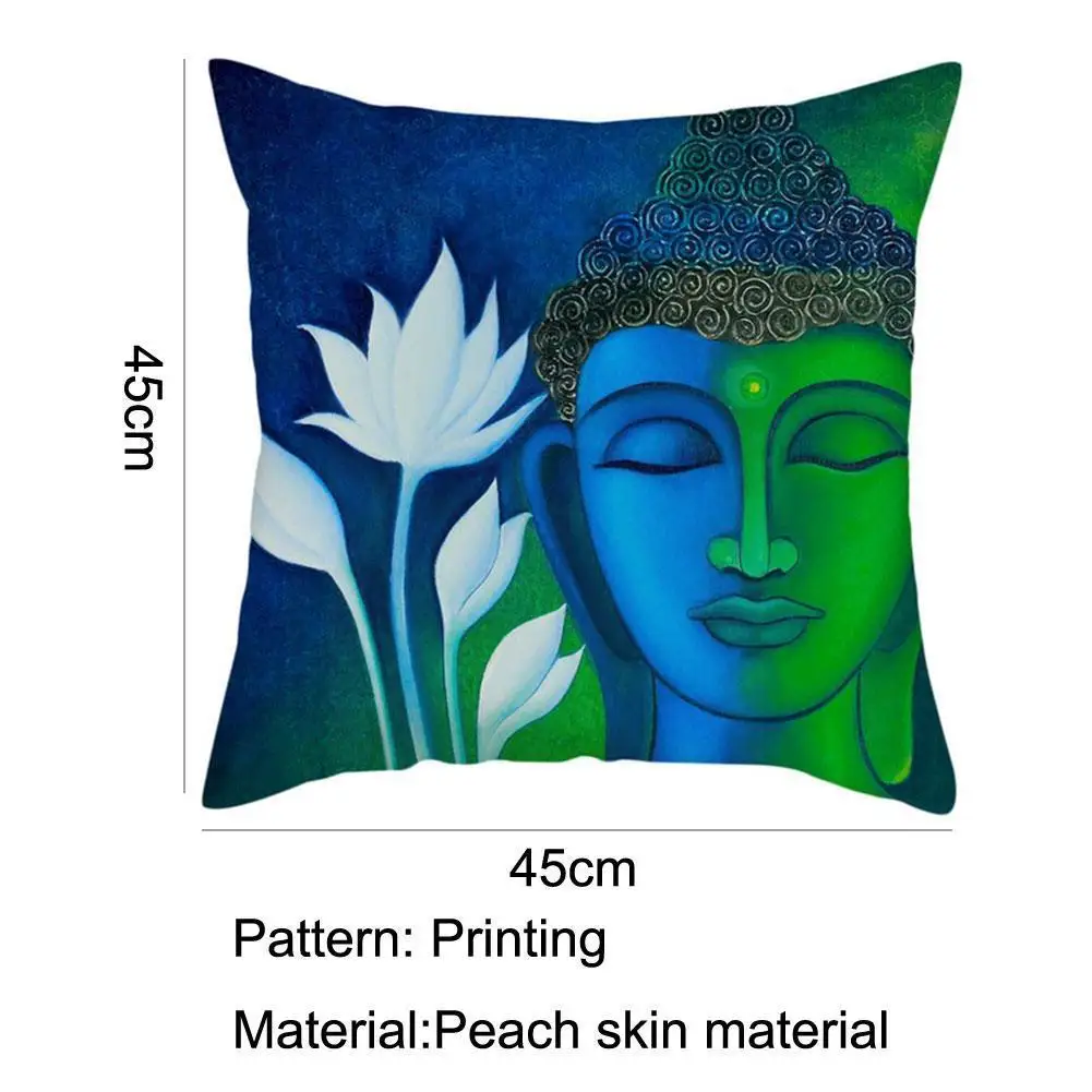

Chinese Buddha Pattern Sofa Cushion Cover Pillow Pillowcase Decoration Pillowcase Home 45*45cm Peach Skin W2K1