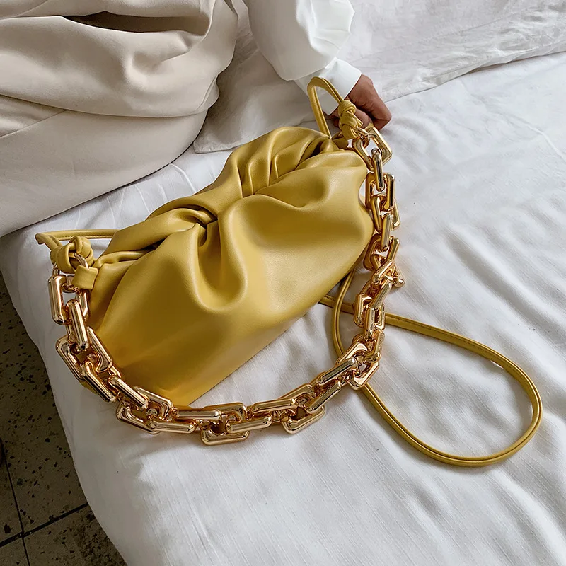 

Solid Color Pleated Tote Bag 2021 Fashion New High-quality Soft Leather Women's Designer Handbag Travel Shoulder Bags Armpit Bag