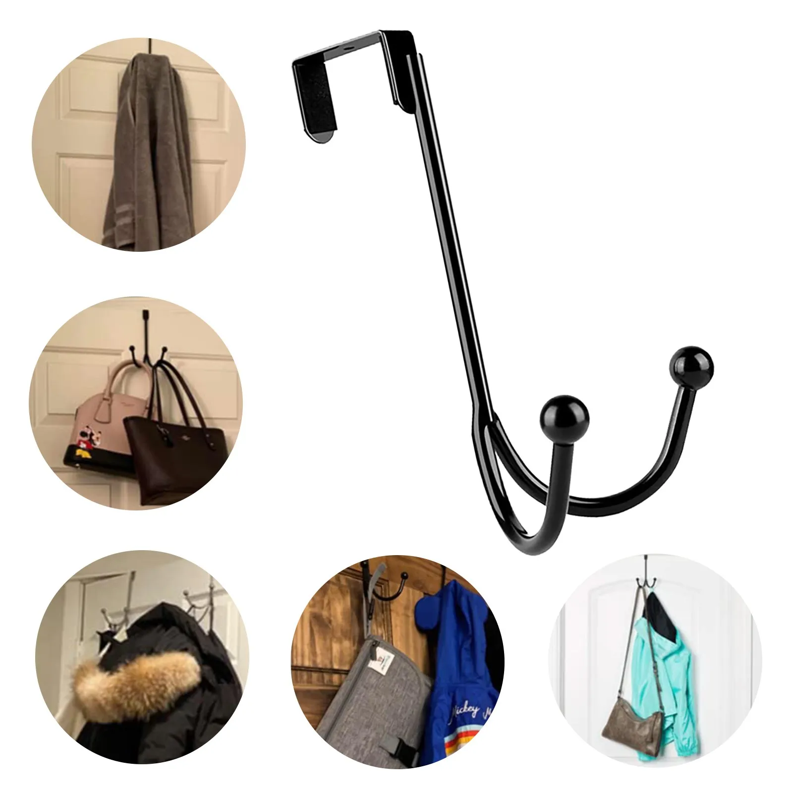 

1/2/3pcs Over the Door Double Hanger Hooks 1 Pack Metal Twin Hooks Organizer for Hanging Clothes Coats Hats Robes
